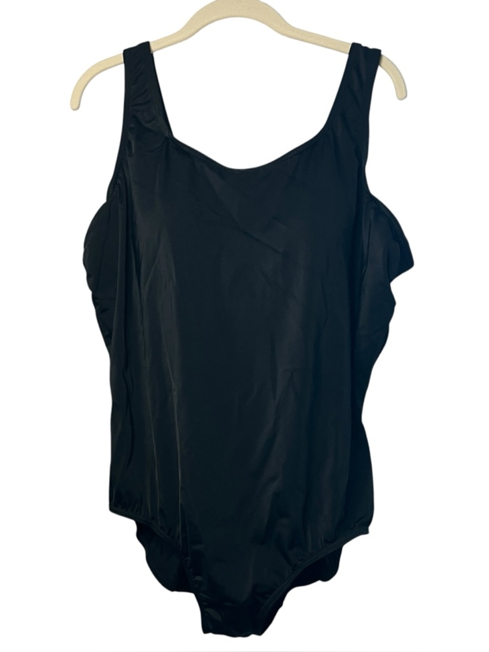 Lands' End Black One-Piece Swimsuit with Built in Bra Size 22W NEW